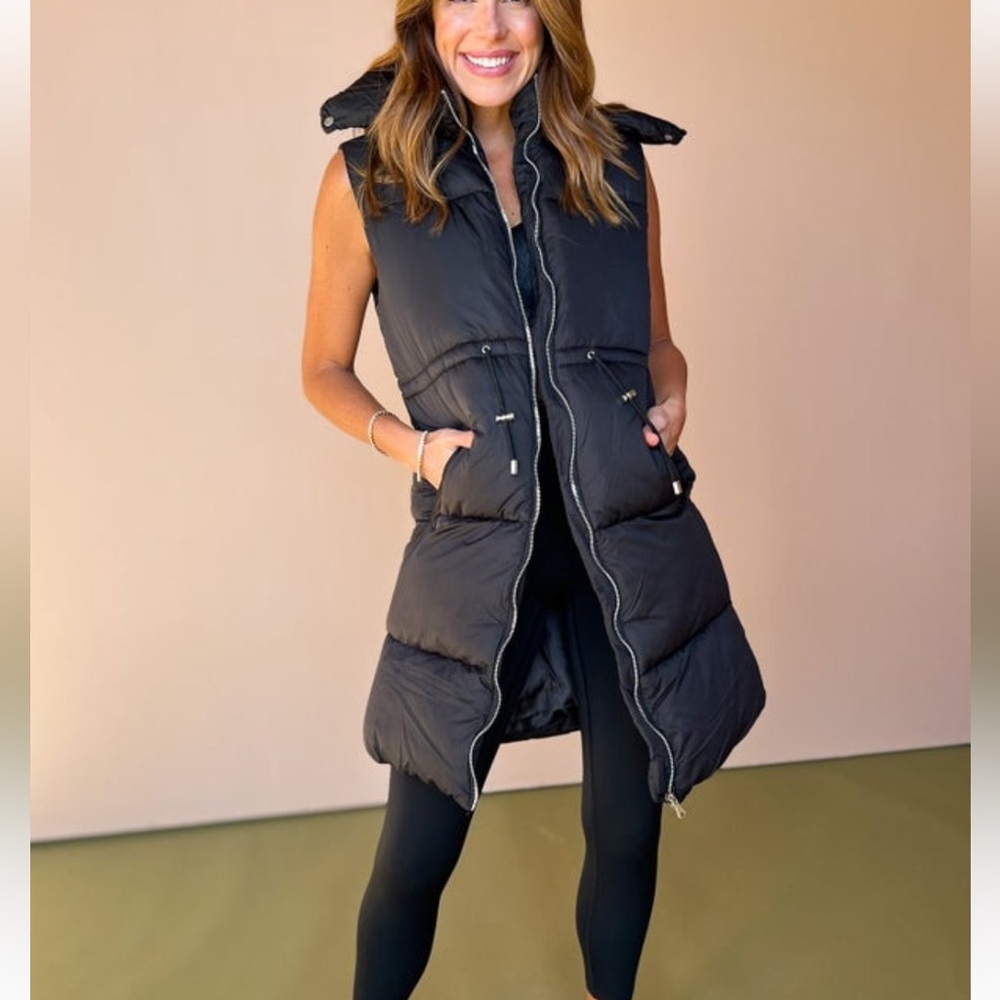 SSYS Hooded Sleeveless Black Puffer Coat